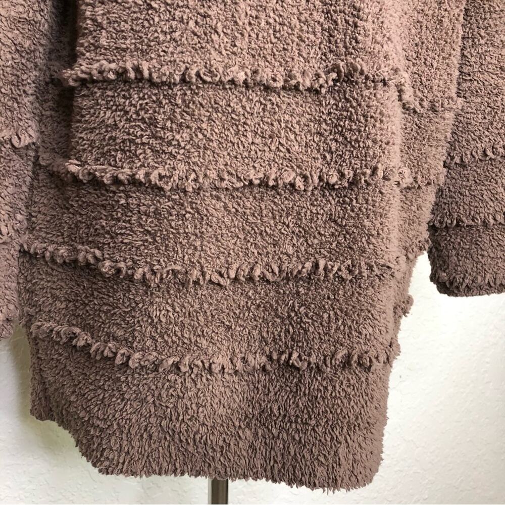 Barefoot Dreams mocha brown open front loop trim cardigan size Small - Picture 11 of 14